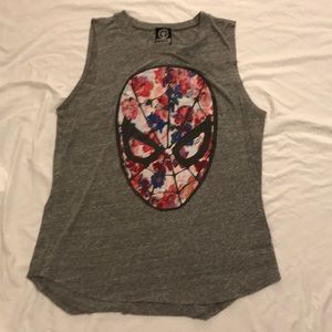 Floral Spider-Man tank top